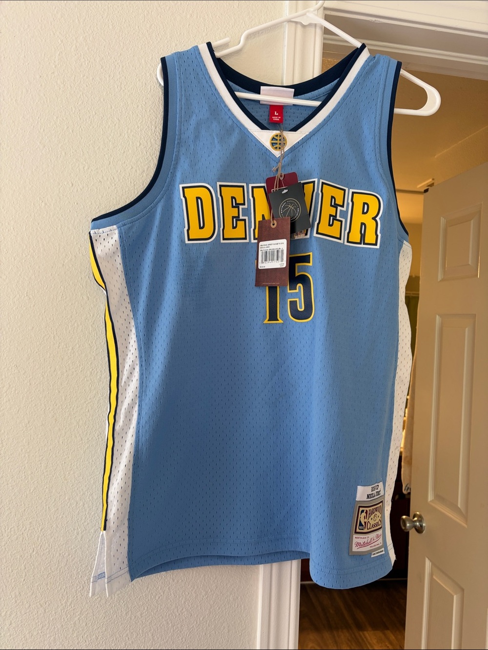 Mitchell & Ness Light Blue and White Hardwood Classics Jersey